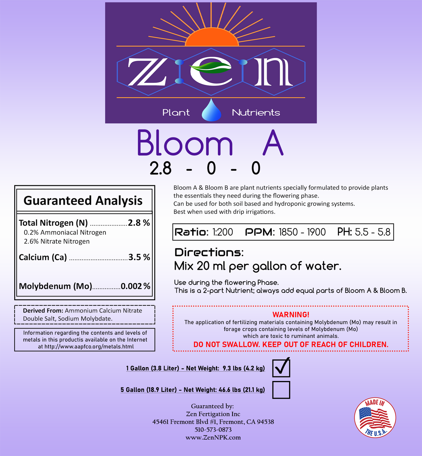 Zen Bloom A 1 gallon