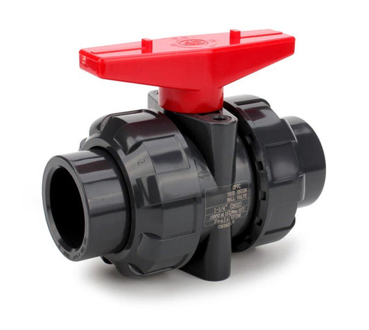 Aquagation PVC True Union Ball Valve - EPDM O-Rings - ANSI - Socket x Socket - 3/4-Inch