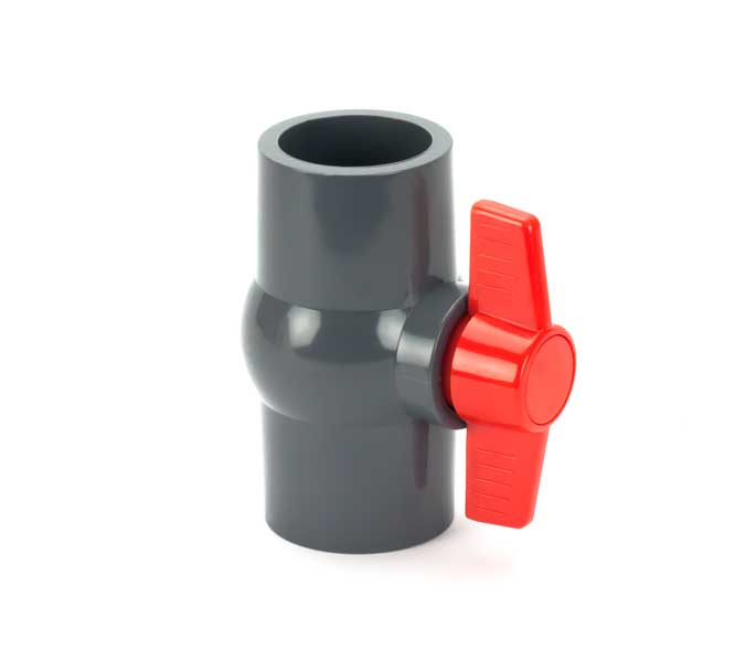 PVC Compact Ball Valve - Gray - Socket x Socket - 1-1/2-Inch