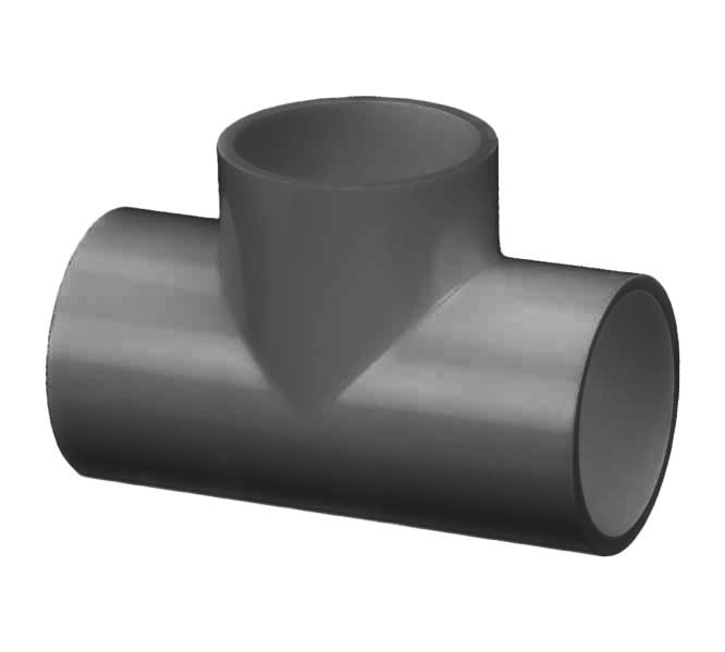 PVC Straight Tee - Schedule 80 - Gray - Socket x Socket x Socket - 1-1/2-Inch