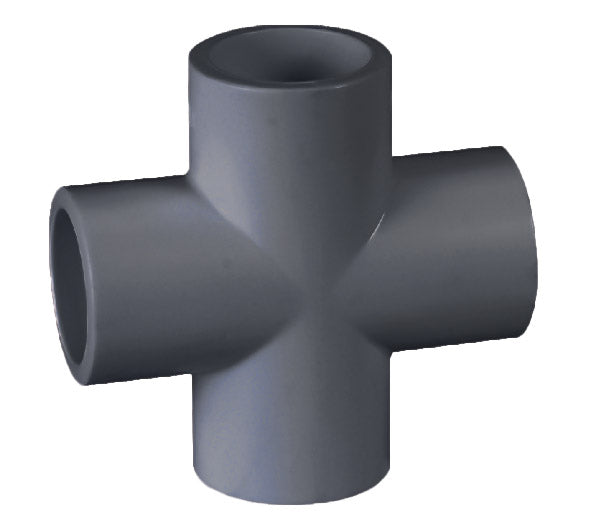 PVC Cross - Schedule 80 - Gray - Socket - 1-1/2-Inch